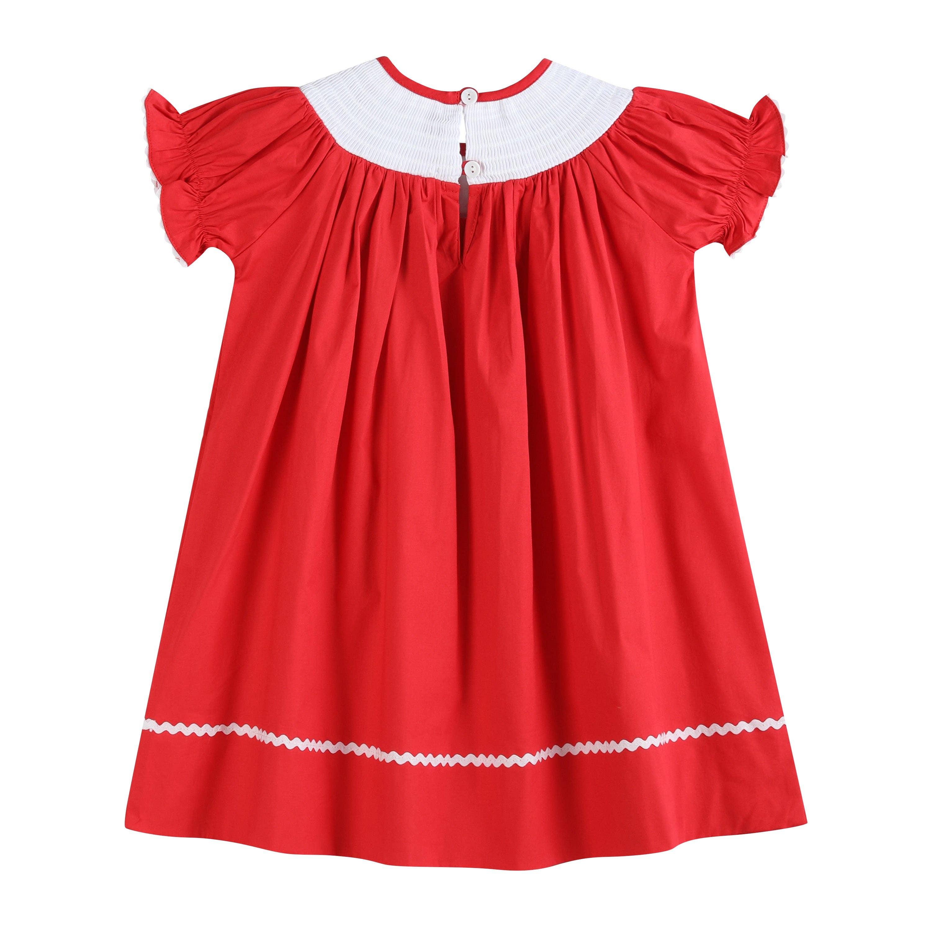 Lil Cactus – Großhandel Kleid – Kinder – Rotes Weihnachts-Schleifen-Smockkleid im Bischofsstil1