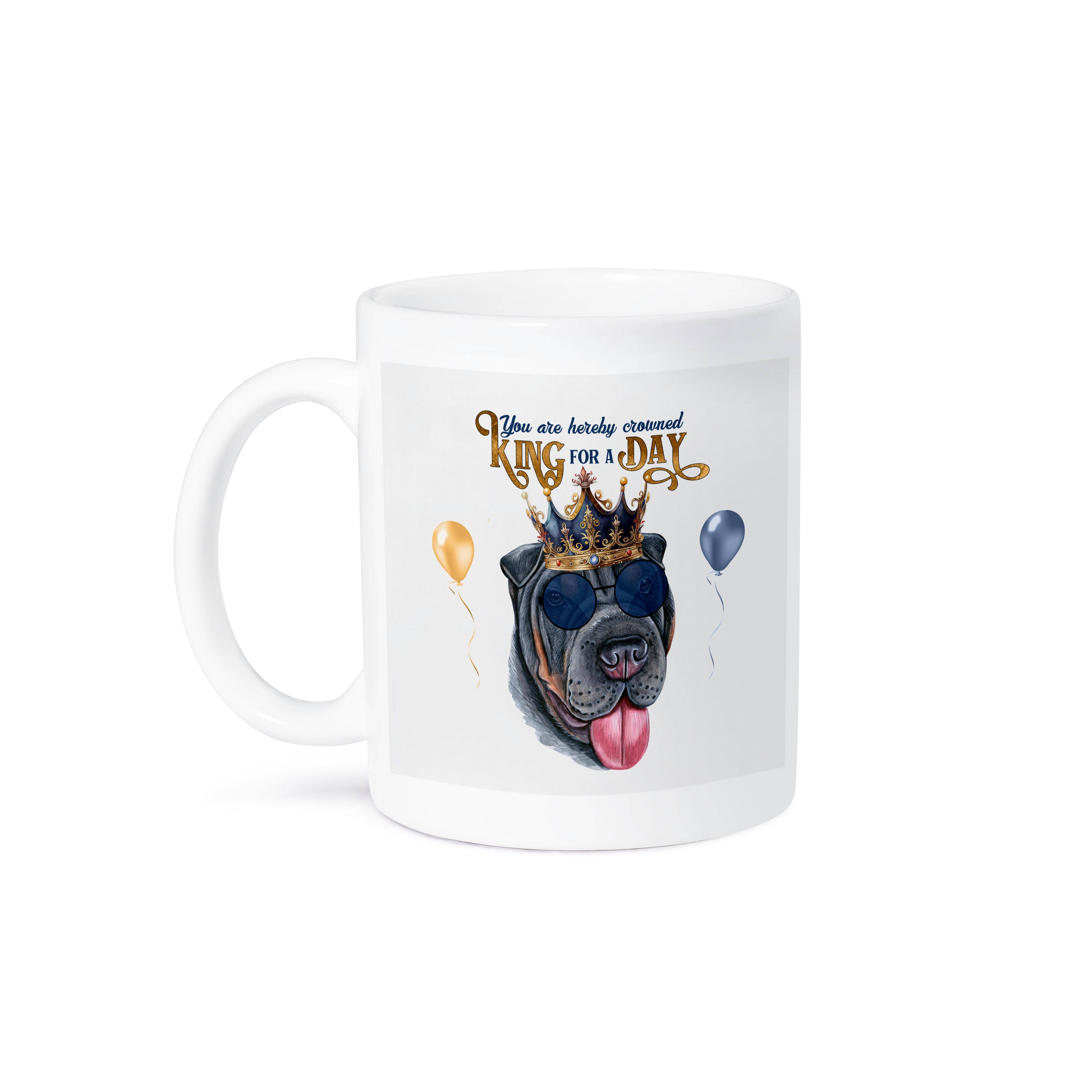 3dRose - Wholesale Coffee Mug - 3dRose, Cute Black Shar Pei Dog in a Fun King for a Day Theme for Dads, Mug8