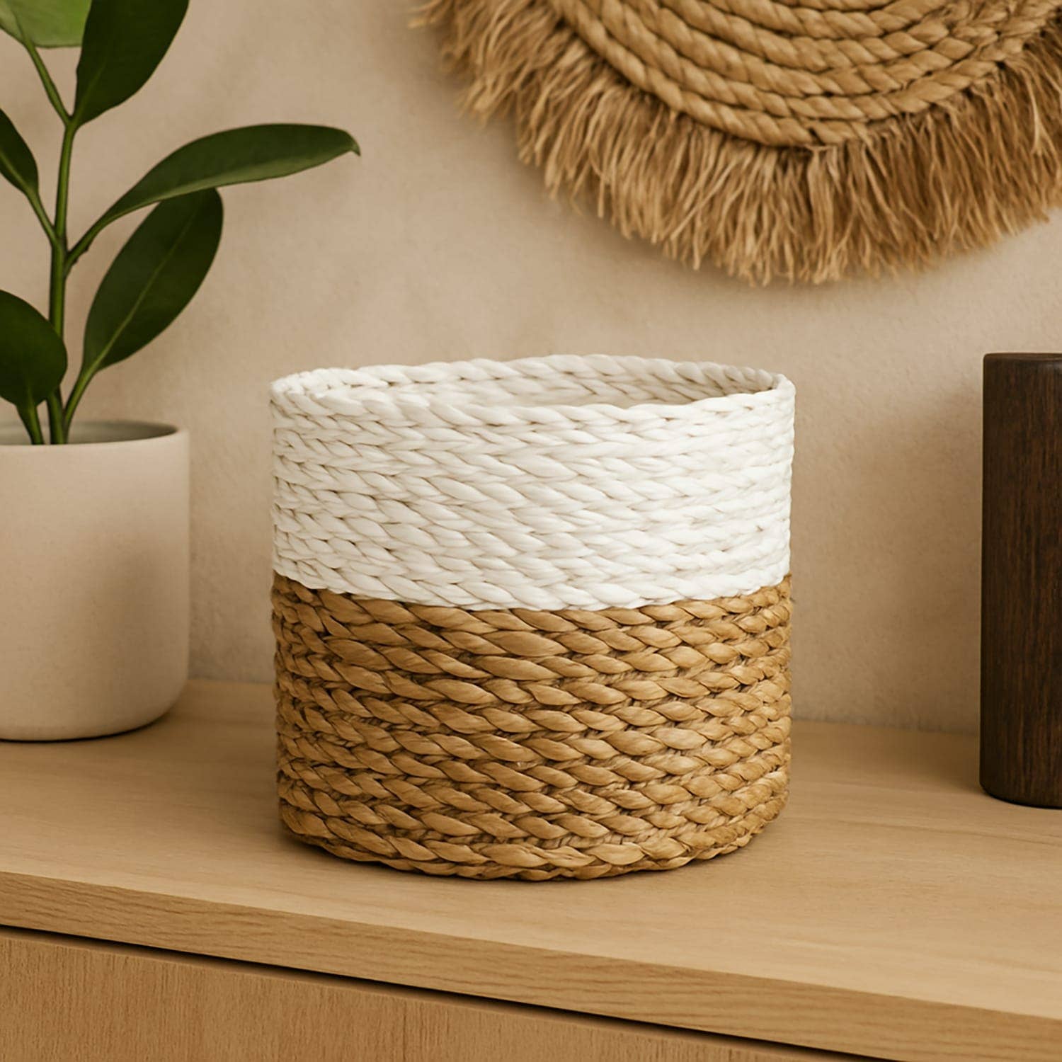 Etnico del Mondo - Venta al por mayor Cestas - Juego de 3 Cestas de Algas Tejidas a Mano con Asa #22