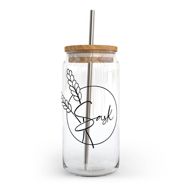 DIYxe – Copo/caneca por atacado – Lata de Vidro de Trigo Sask w Tampa de Bambu | Lata de Vidro Saskatchewan