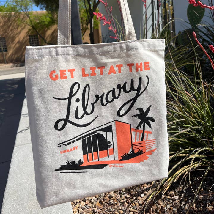 Get Lit at the Library tote bag - canvas book bag for wholesale by Rather Keen
