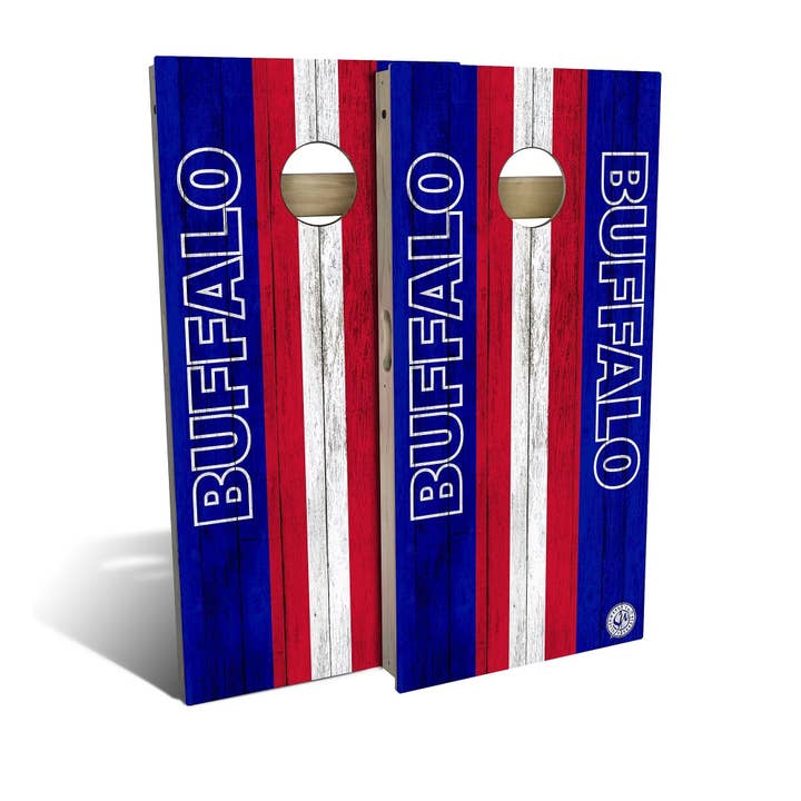 Buffalo Football All-Weather Cornhole Set for wholesale by Skip's Garage