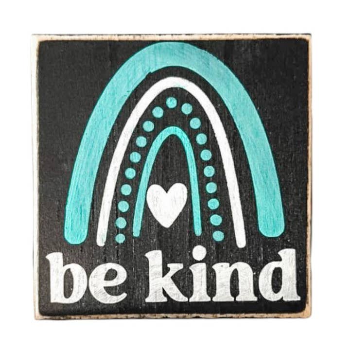 Be Kind Wood Sign - Rainbow Art for wholesale by Windsor Lane Handmade Decor & More