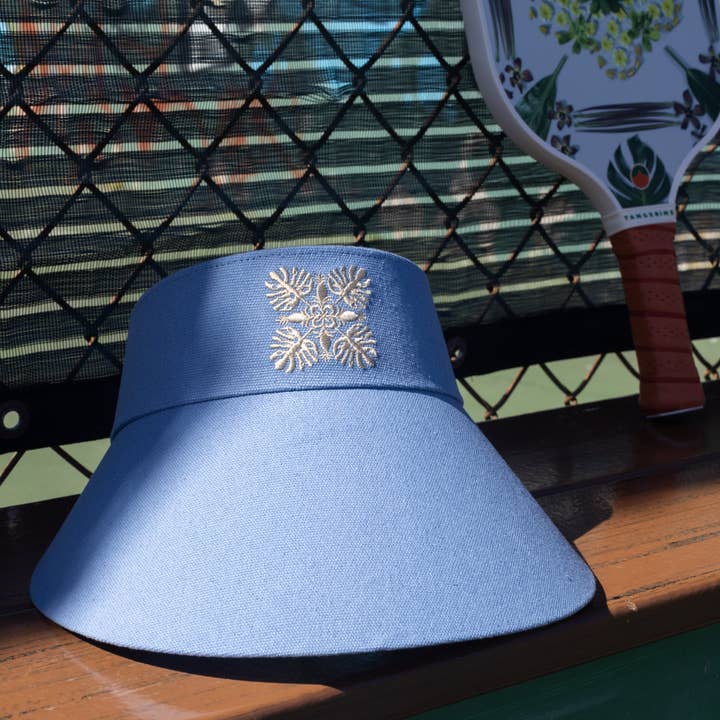 Hawaiian Sun Wide Brim Canvas Visor | Sky for wholesale by Lola Pilar Hawaii