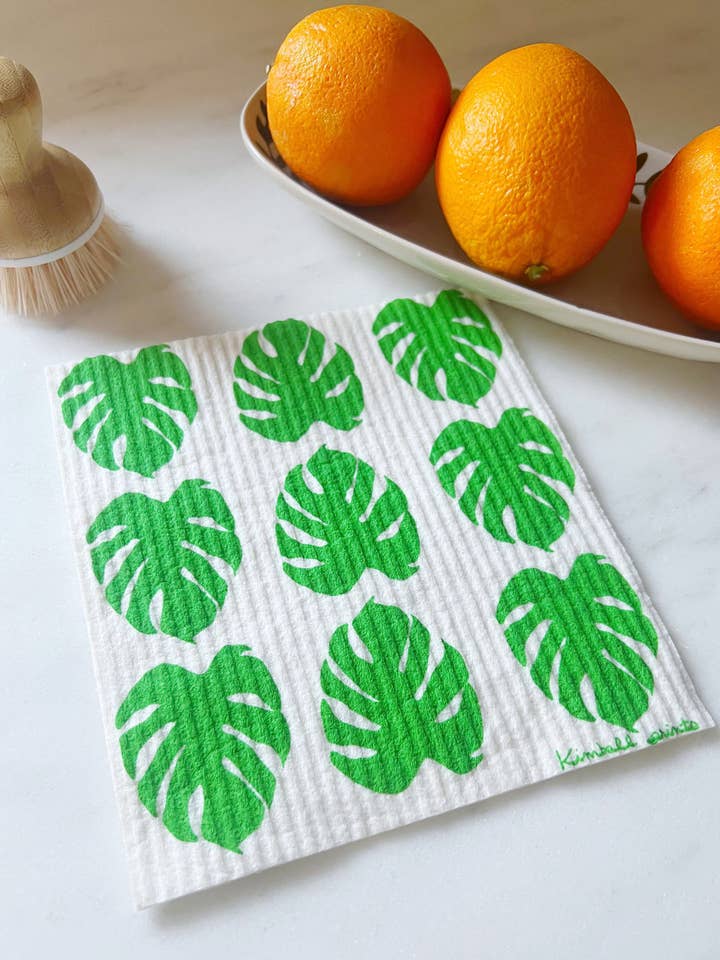 Monstera Leaf Pattern | Eco friendly Swedish Dishcloth for wholesale by Kimball Prints