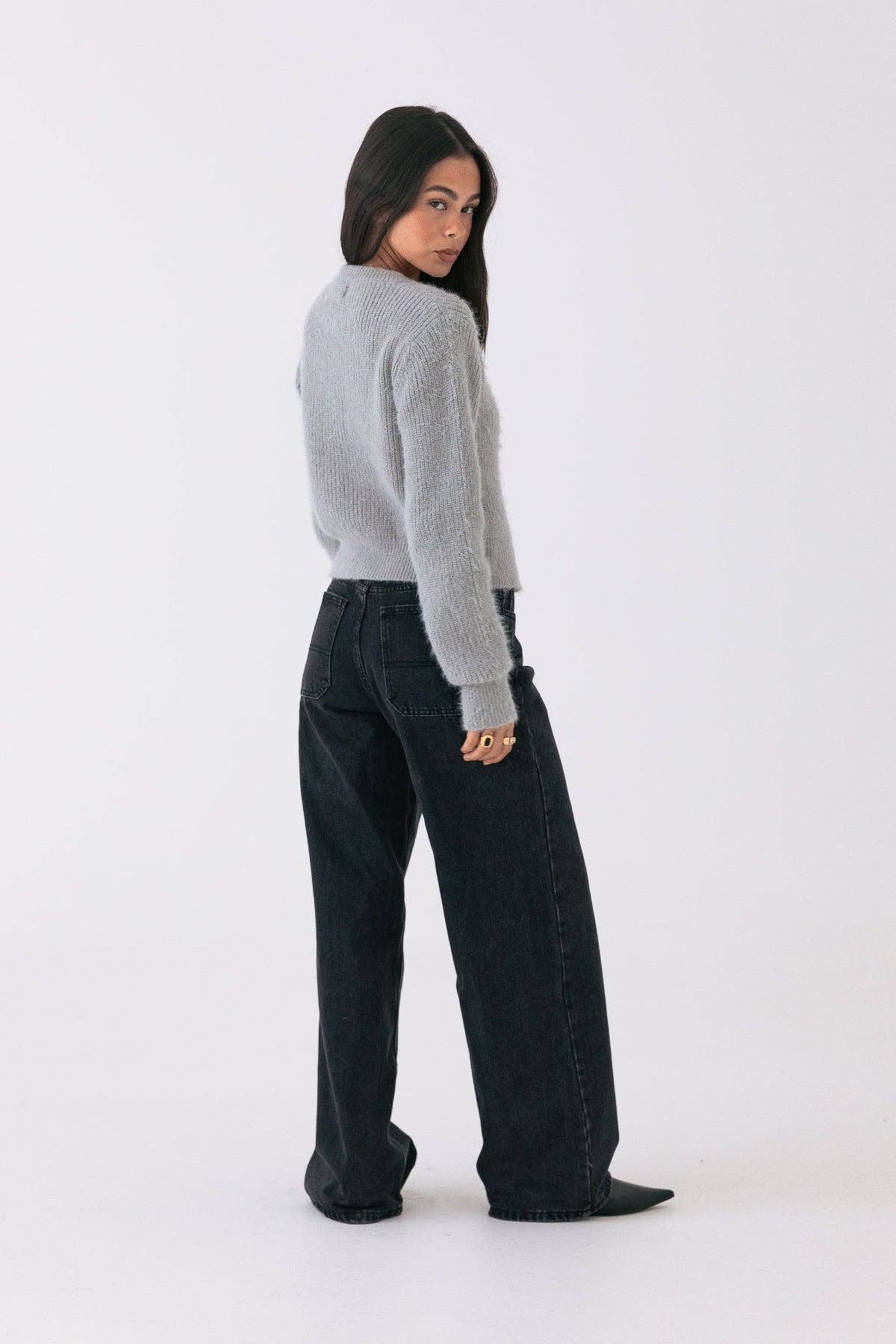 Noor Fluffy Cardigan - Grey for wholesale on Faire4