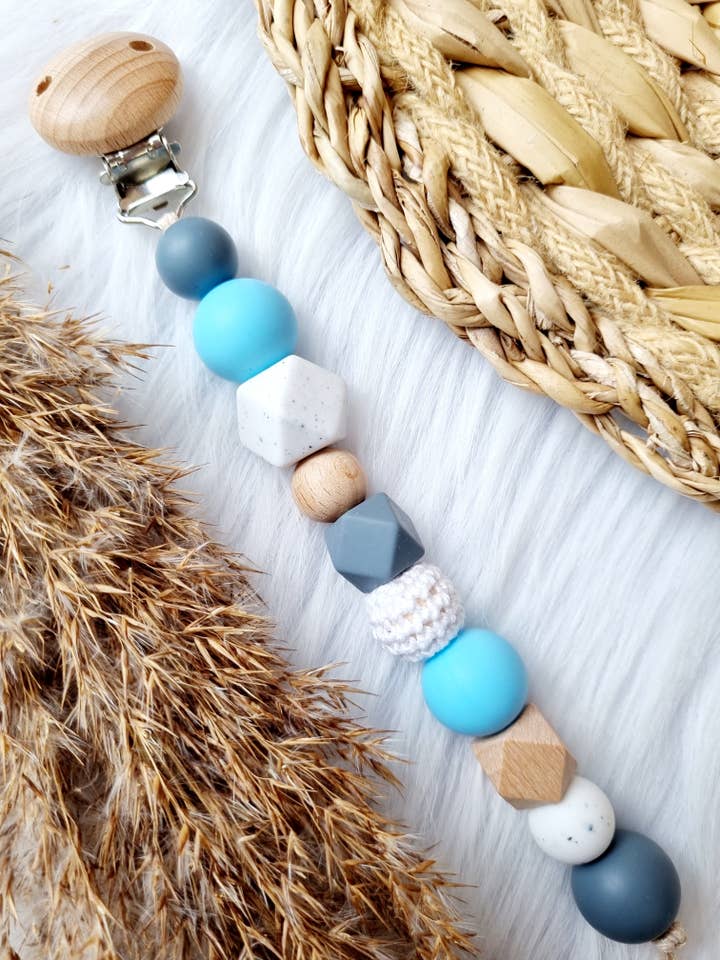 Speenkoord Azul-bebé, areia, cinzento-escuro por atacado de Happy by Lies