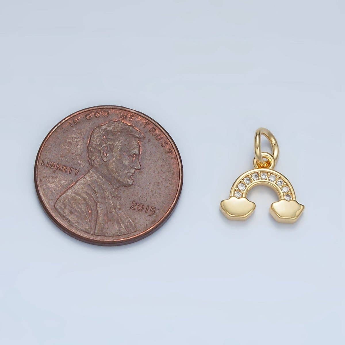 Aim Eternal - Wholesale Individual Charm/Pendant - 24K Gold Filled Micro Paved CZ Cloudy Rainbow Charm | E8502