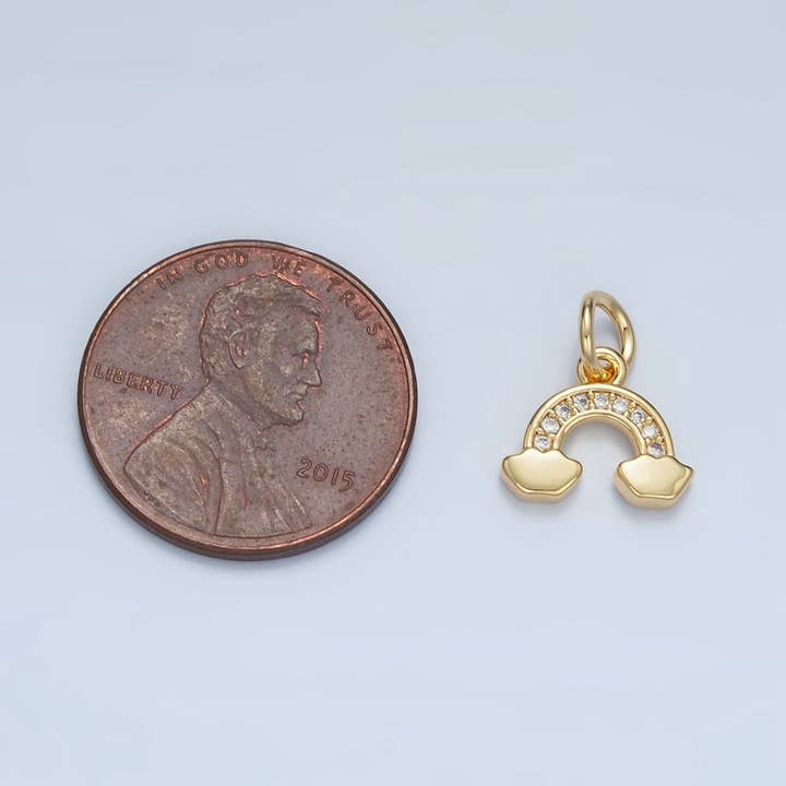 Aim Eternal - Wholesale Individual Charm/Pendant - 24K Gold Filled Micro Paved CZ Cloudy Rainbow Charm | E8502