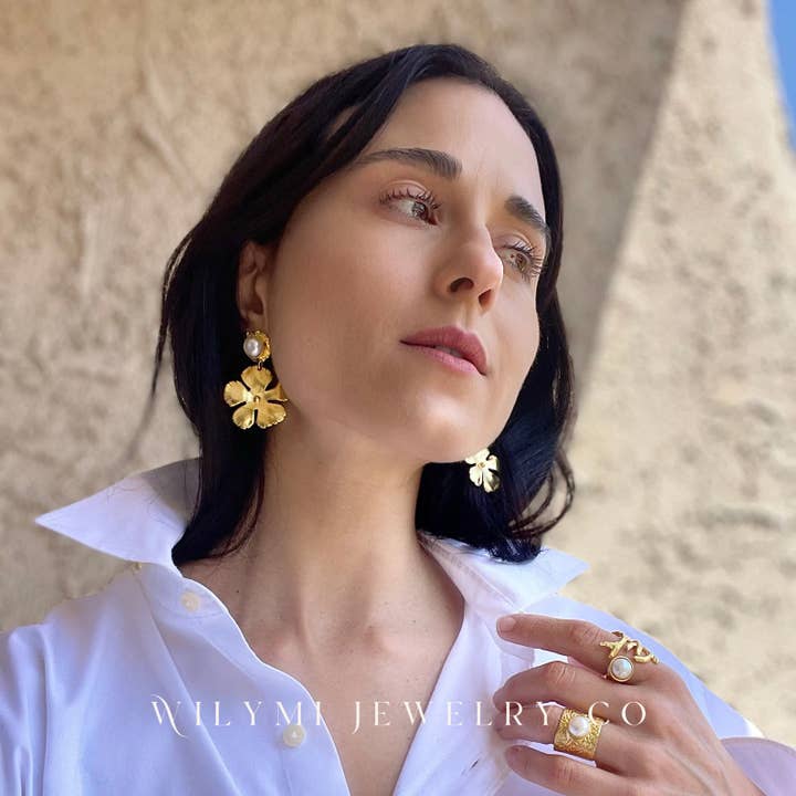 WILYMI Jewelry Co - Wholesale Dangle Earrings - Full Bloom Freshwater Pearl 8mm Earrings | 24k Gold Filled11