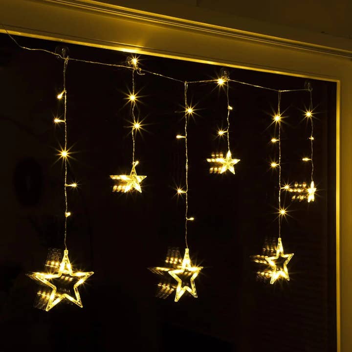Meinposten - Wholesale String Lights - String light star curtain LED warm white light curtain 100x80cm battery timer2