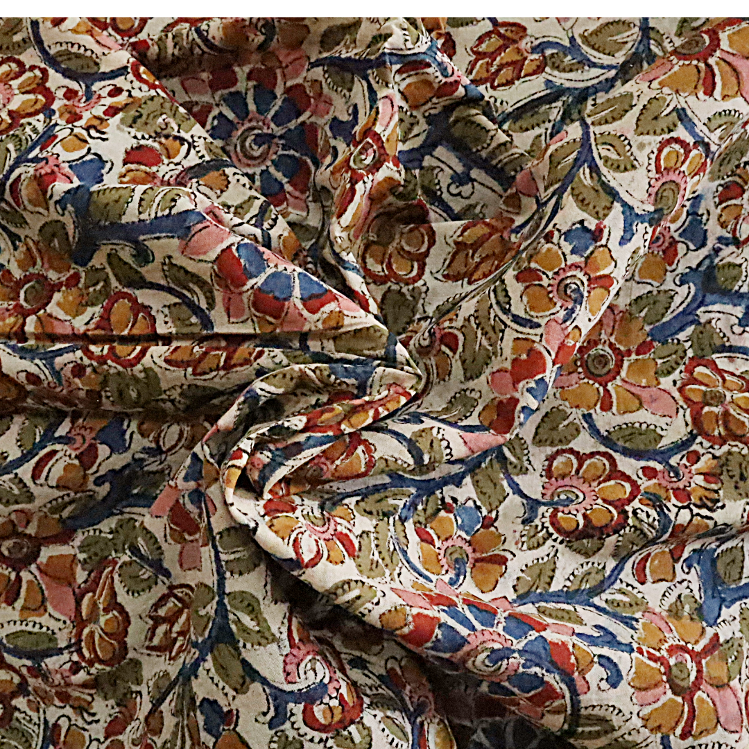 White Lotus Fashions - Wholesale Fabric - Hand Block printed cotton fabric; width-44"; Length-3 yards3