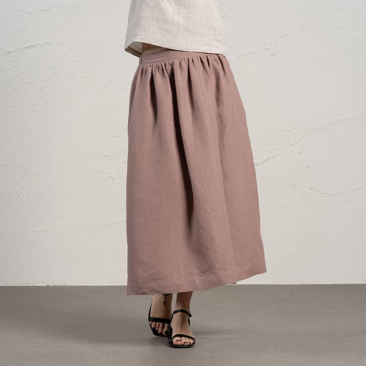 menique - Wholesale Skirt - Women's - Linen Maxi Skirt Sophia - A Line Flowy Maxi Summer Skirt