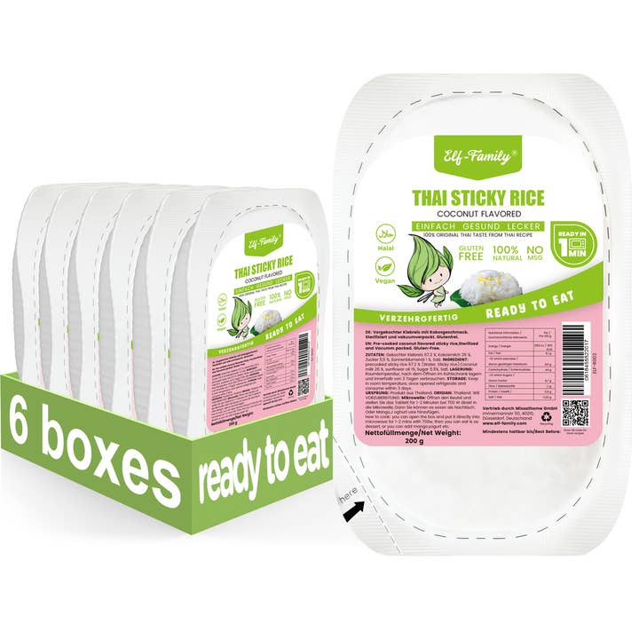 Elf-Family Low Carb Dessert Box für 1 Woche | Instant Klebriger Reis Dessert - Kokos Geschmack - Vegan, Glutenfrei, Halal for wholesale by Missathome GmbH