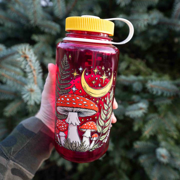 Magical Mushrooms Nalgene 32oz Water Bottle for wholesale by Hey Bear Outdoors
