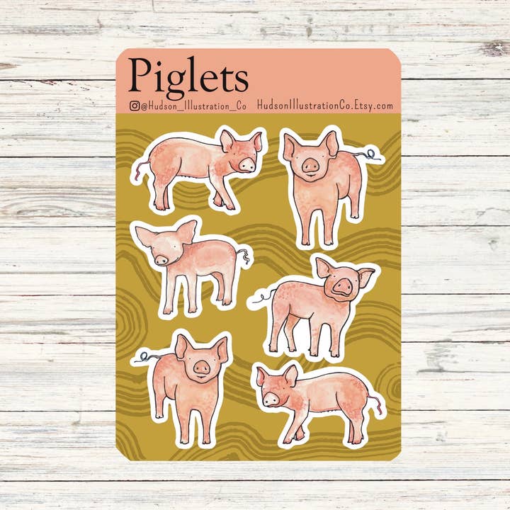Hudson Illustration Co - About Town Co - Wholesale Sticker - Piglets Sticker Sheet