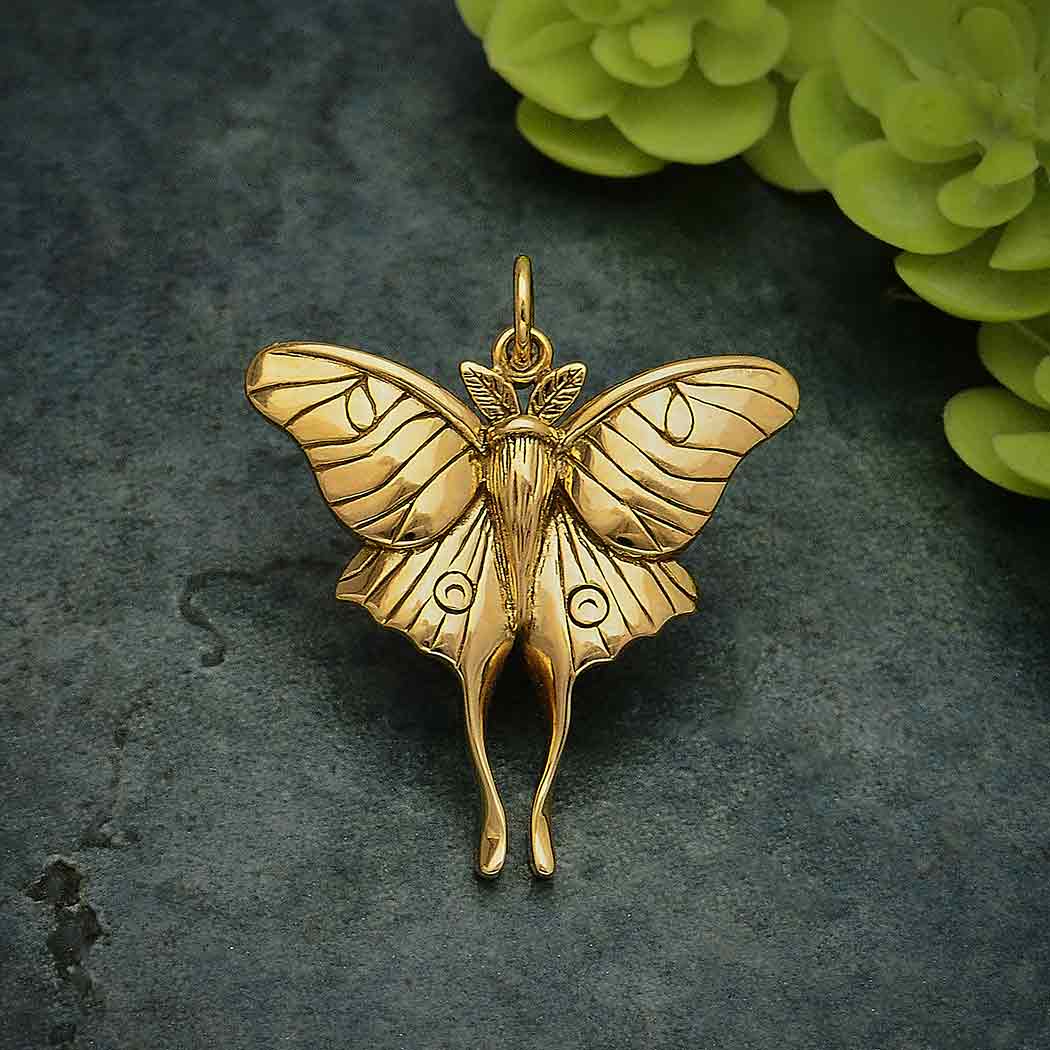 Plazko - Wholesale Individual Charm/Pendant - Bronze Luna Moth Pendant 28x24mm - 1Pc