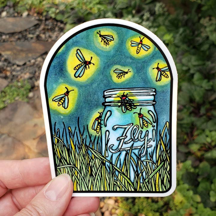 Sarah Angst Art - Vente Autocollant - Autocollant en vinyle Fireflies0