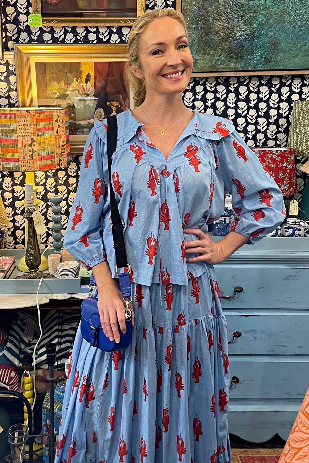 Roselle - Wholesale Blouse – Women’s - ROSELLE LALA BLOUSE LITTLE LOBSTER BLUE