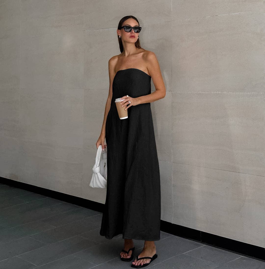 Marayn - Wholesale Dress - Women's - French Riviera Chic Linen Sundress1