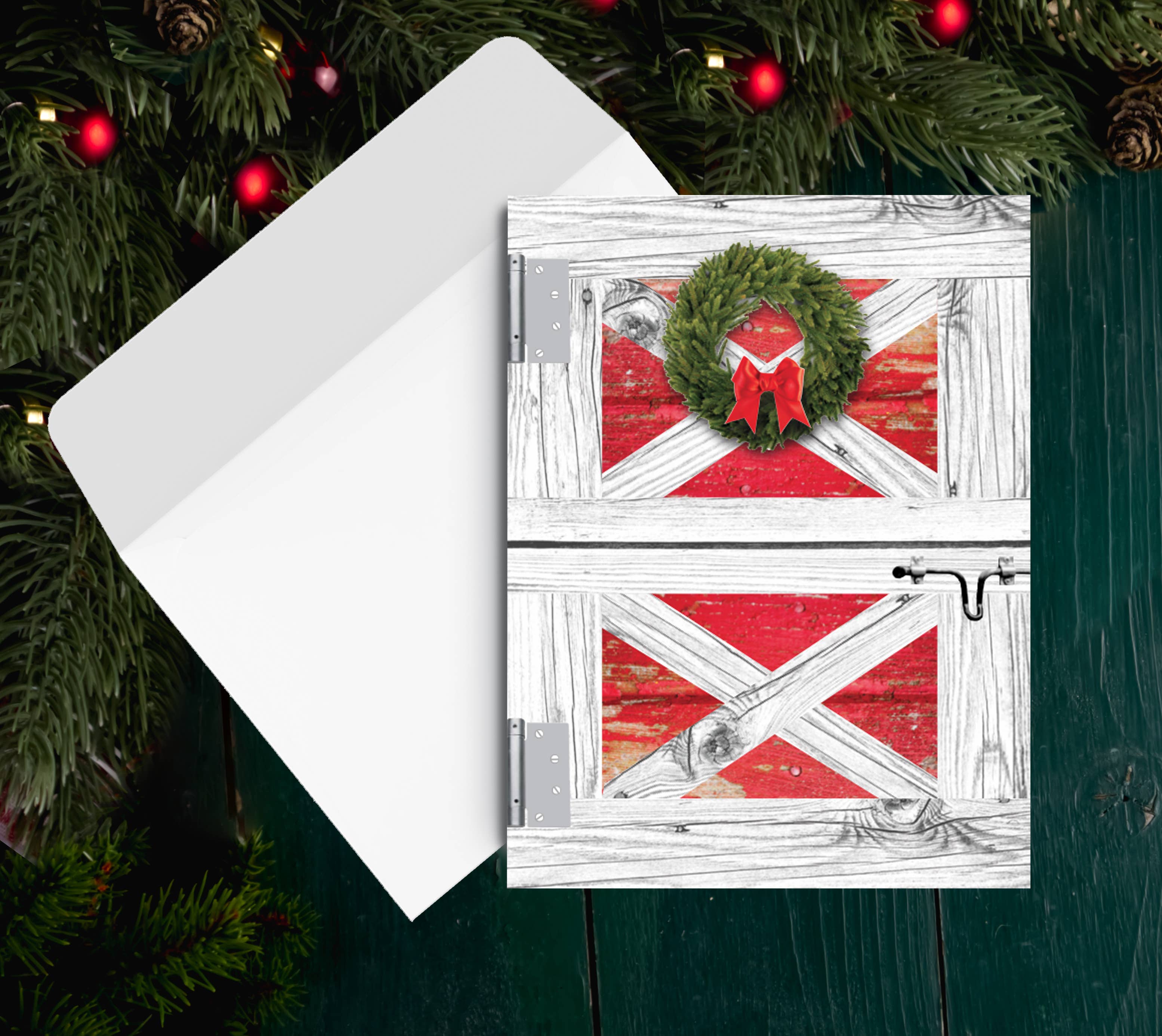 Horse Hollow Press / Pretty Funny Snarky Cards/Stickers - Wholesale Christmas Card - Horse Christmas Card / Barn Door / Holiday Greeting Card
9