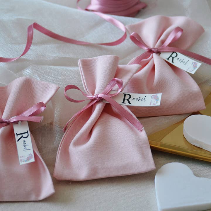 Uniq Favors - Wholesale Party favour bag/box - Linen Bag Personalized, Sachet Bag Pouches Pink, Soap Gifts6