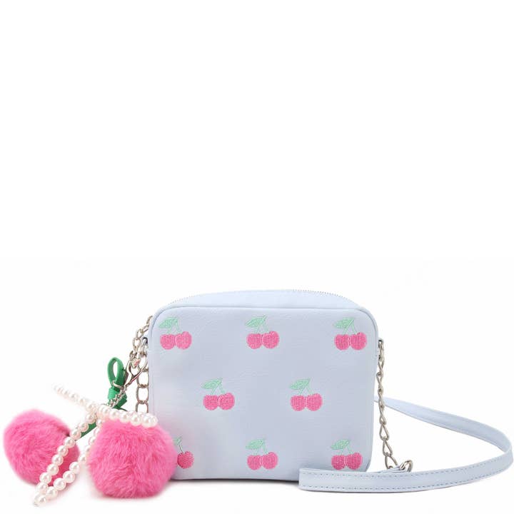 Cherry Embroidered Crossbody Bag With Charm for wholesale by OMG Accessories