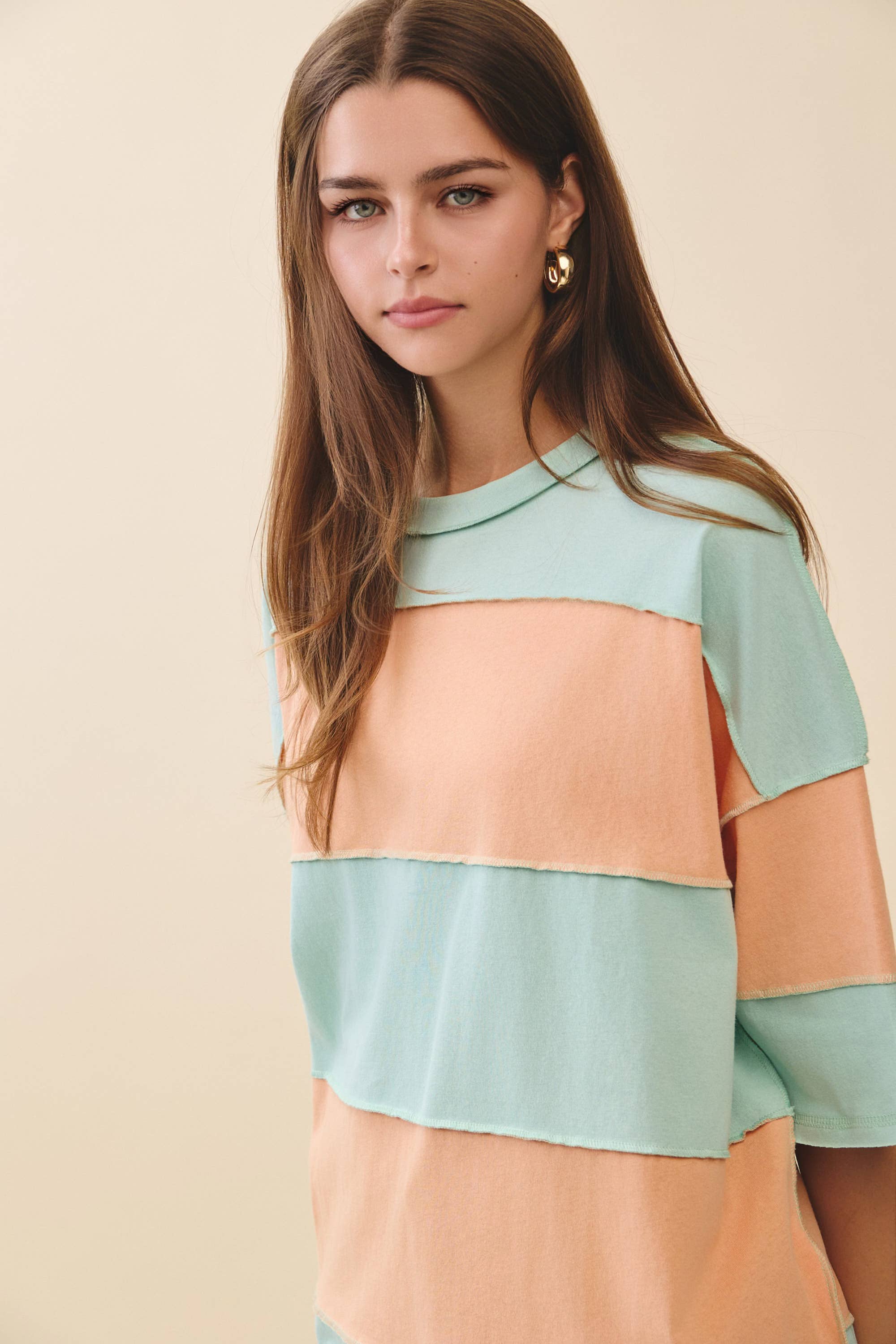 AEMI + CO - Wholesale Knit Top - Women's - 8417FN Polly Color Block Top54