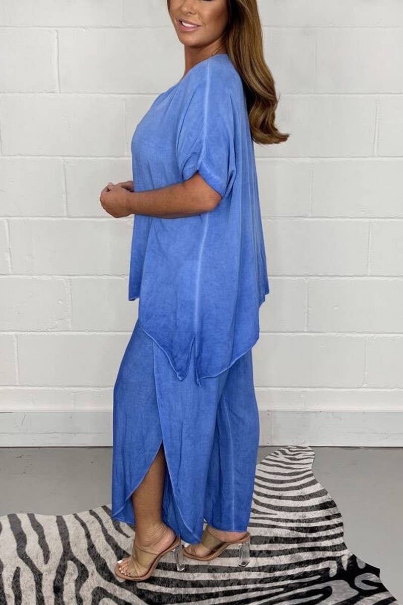 NINEXIS - Wholesale Top & Pant Set (NOT Loungewear) - Women's - CWSTB1402_SOLID COLOR LOOSE LARGE SIZE SHORT SLEEVE SUIT9