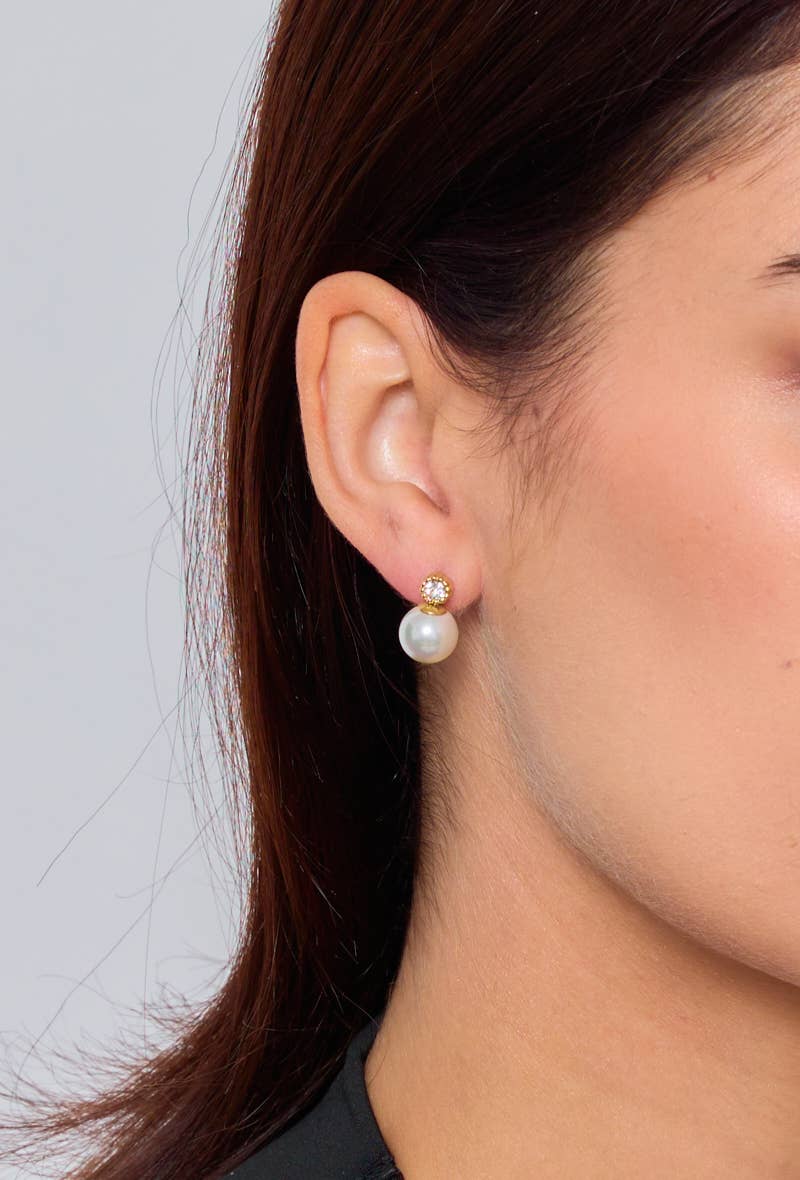 Gold Straße and pearl earrings 124AQ139 for wholesale on Faire0