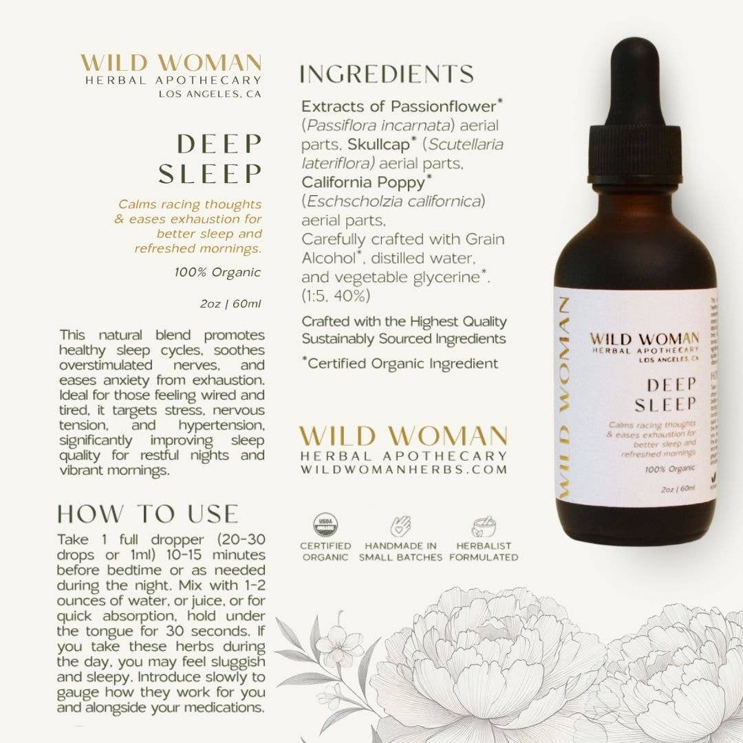 Wild Woman Herbal Apothecary – Engroshandel Tinktur – Dyb Søvn | Søvnløshed, Stress, Angst, Udmattelse Støtte7