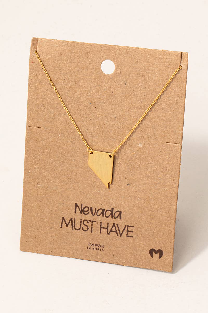 Fame Accessories – wholesale Pendant/charm necklace – Nevada State Pendant Necklace0