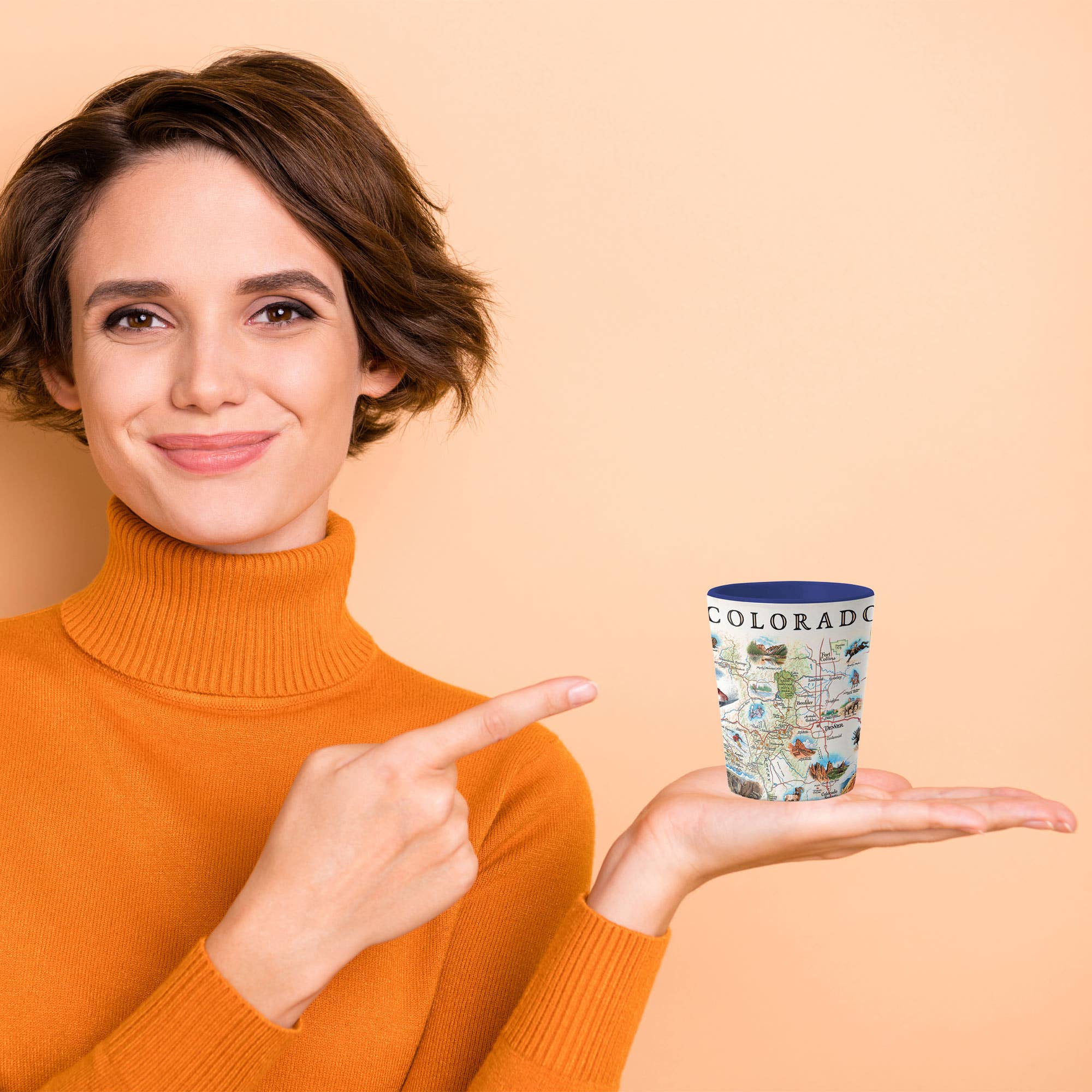 XPLORER MAPS – wholesale Shot glass – Colorado State Map Ceramic Shot Glass - 1.5 oz - Blue1