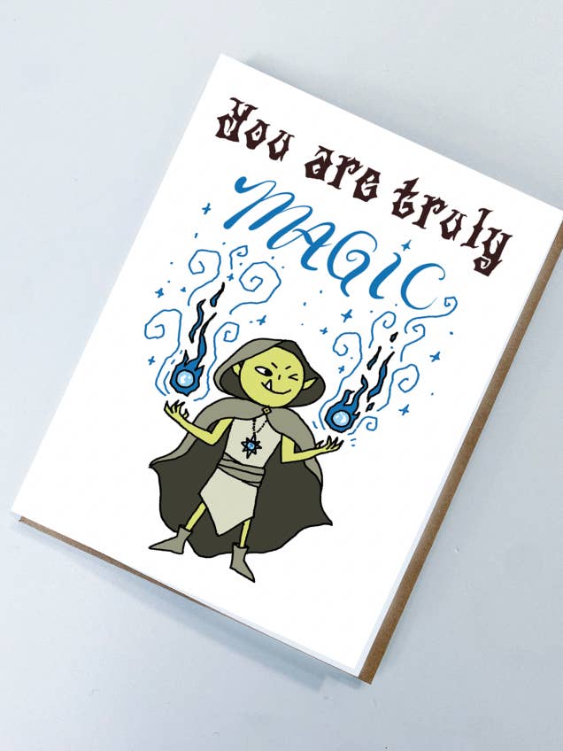 Carte d'amour magique Fantasy (Sorcerer) pour la vente par Abby Cali Art