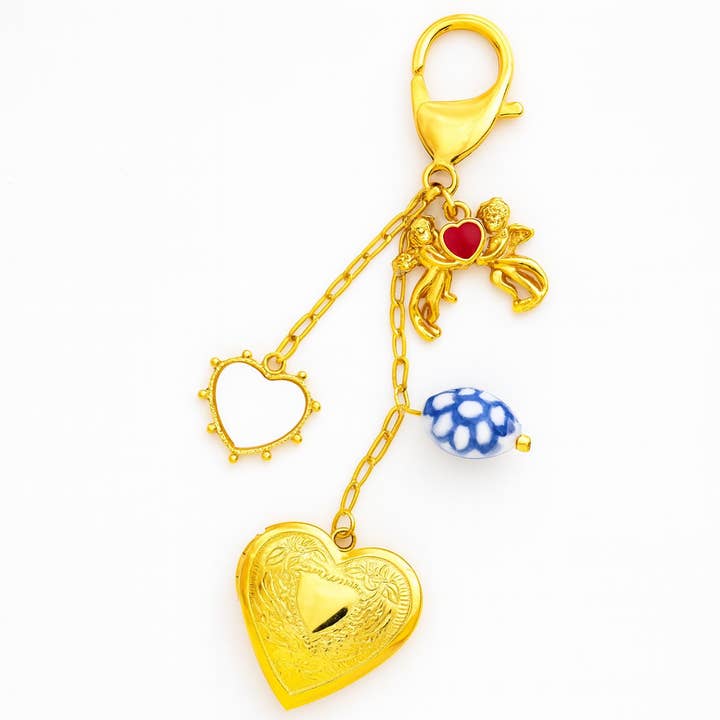 Grand porte-clés médaillon cœur · Anti-ternissement pour la vente par Animira Jewels