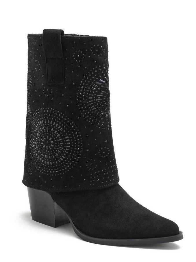 Joia Paris - Wholesale Booties - Women's - Santiag with turned-down heels and decorative rhinestones WZ-806