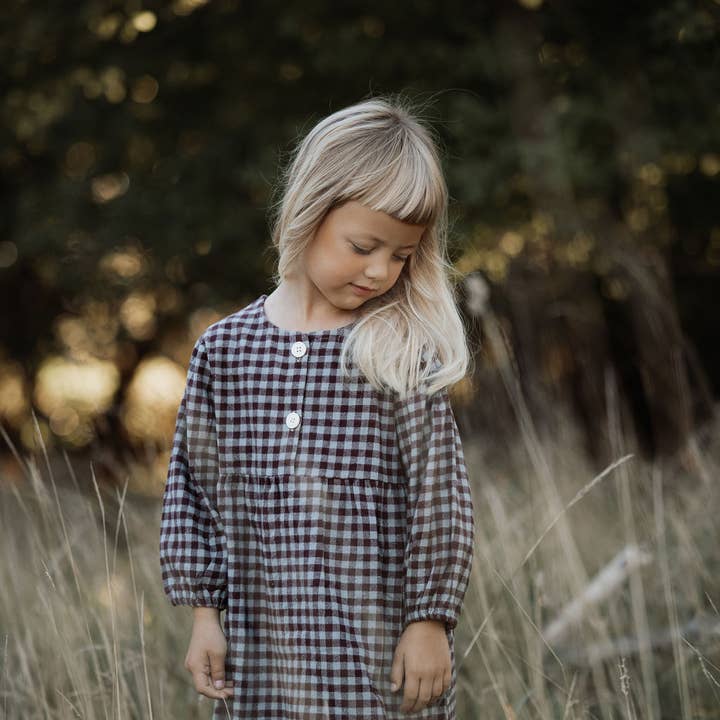 Annie & Charles® Vestido xadrez de algodão orgânico por atacado de Annie & Charles