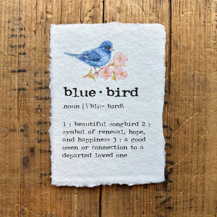 Alison Rose Vintage – wholesale Konsttryck – bluebird definition tryck på handgjort papper
