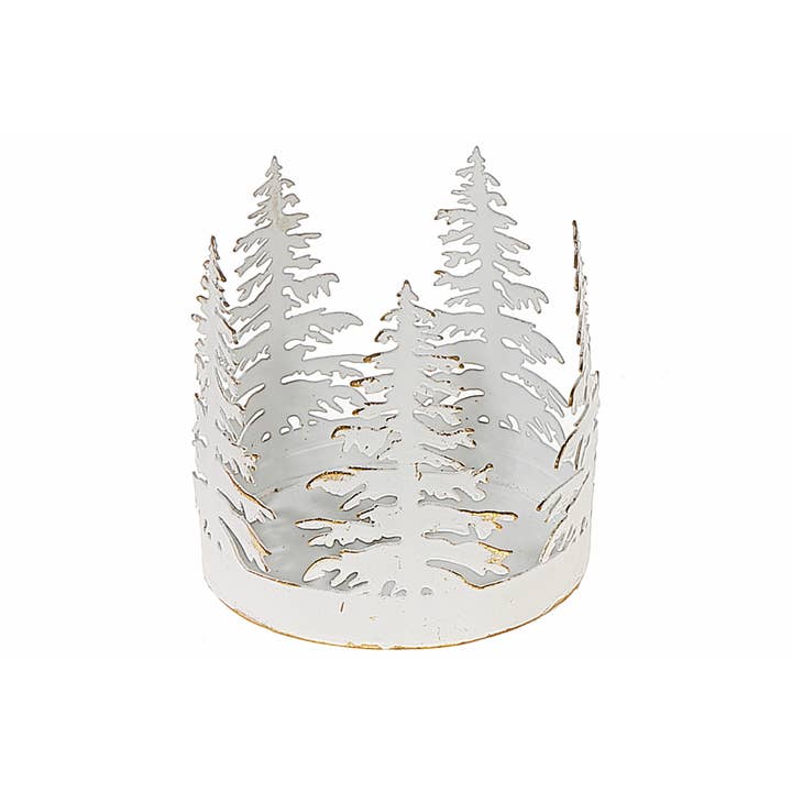 Circular Tree Metal Candleholder White for wholesale by IH Casa Decor