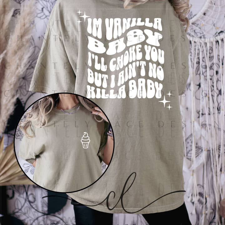 Exclusive Comfort Colors T-shirt met print van I'm Vanilla Baby voor wholesale door Chantely Lace