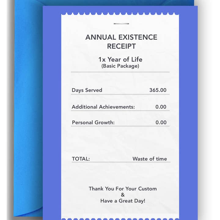 Recibo de Existência - Cartão de Aniversário com Trocadilhos Engraçados por atacado de Quite Good Cards