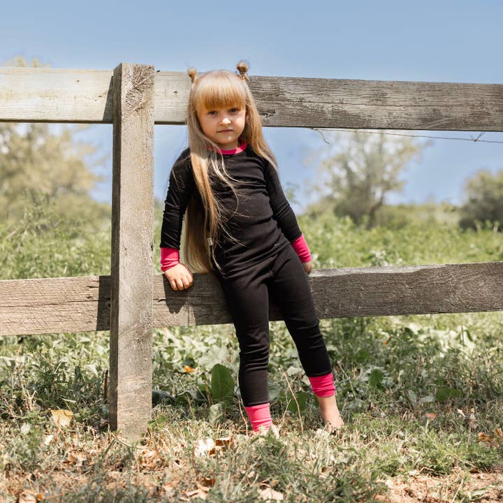 Black and Pink long cuff Pajamas for wholesale by Shinu Child