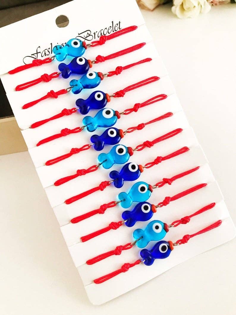 Evileyefavor – Pulseira com pendente por atacado – Pulseira Peixe com Olho Grego de Vidro Murano, PACK de 127