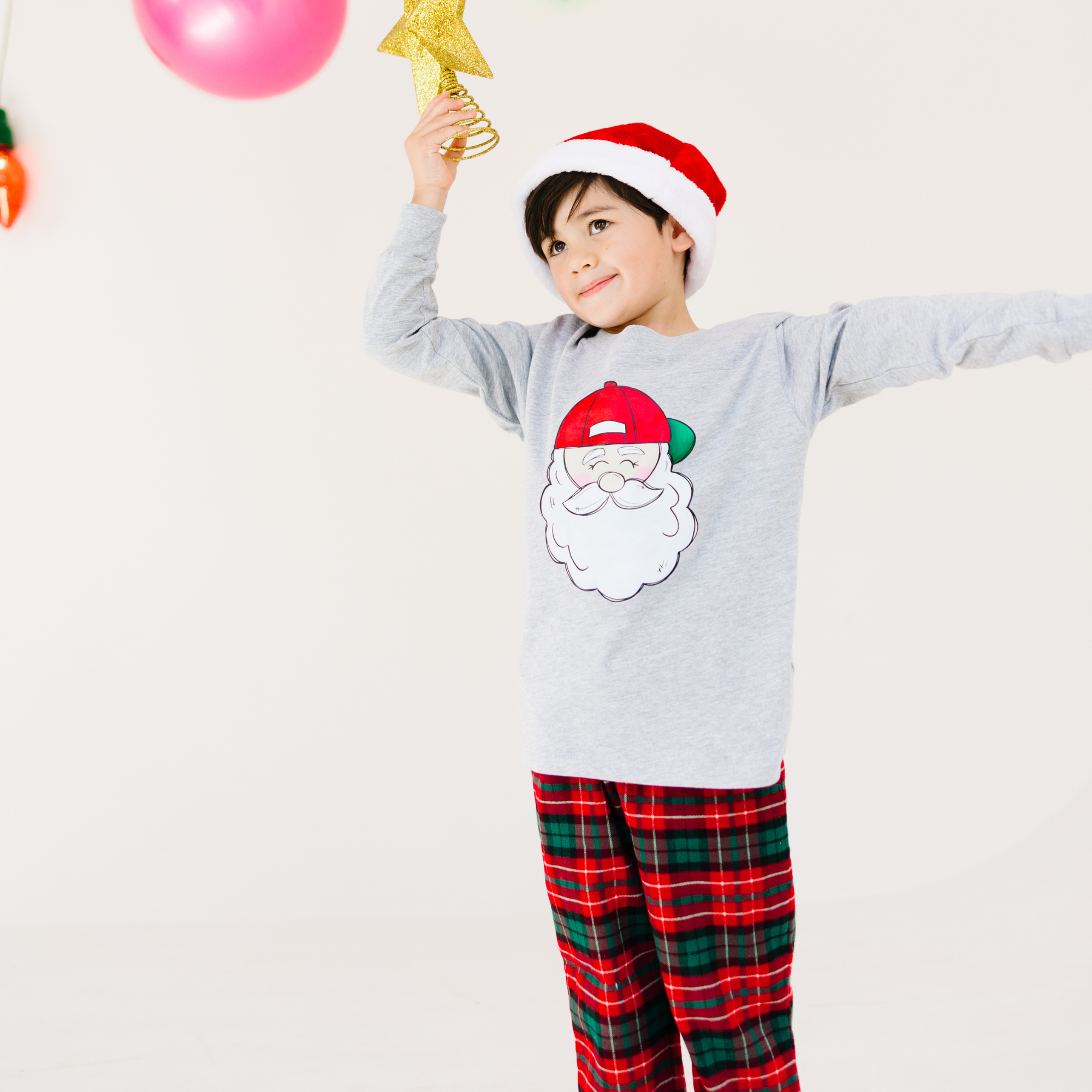 Benny & Ray Apparel - Vente T-shirt sérigraphié – enfant - Chemise de Noël à manches longues du Père Noël  0