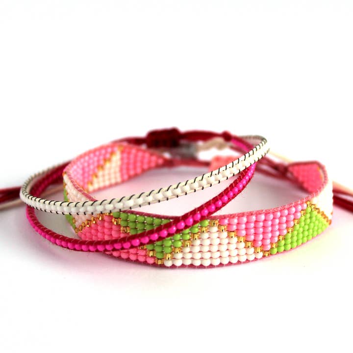 Sol Jewels - Wholesale Jewelry Set - Urban Surfer Girl bracelet Boho pink 3pack0