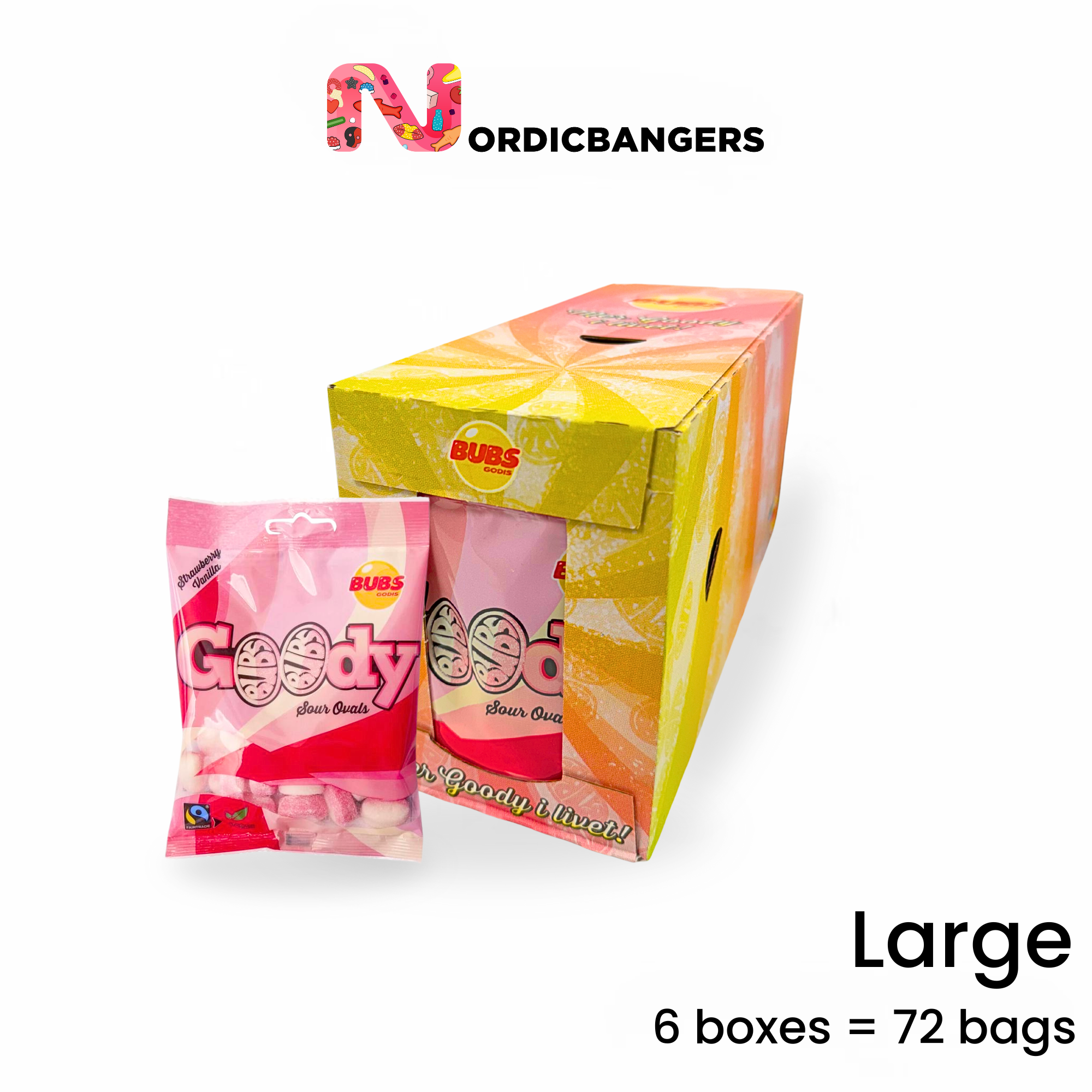 Nordicbangers - Swedish Candy Supply - Vente Bonbons gélifiés - Bubs Fraise & Vanille Goodie – 90g Bonbons Végans Suédois2