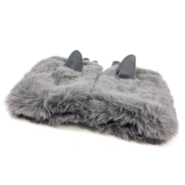 Black Ginger – wholesale Gloves – Women's – Super Fluffy Faux Fur Two in One Gloves - Dark Grey3