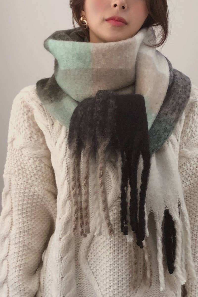 NINEXIS - Wholesale Scarf - Women's - CWASC03407_COLOR PLAID FUZZY WARM SCARF WINTER THICK SHAWL9