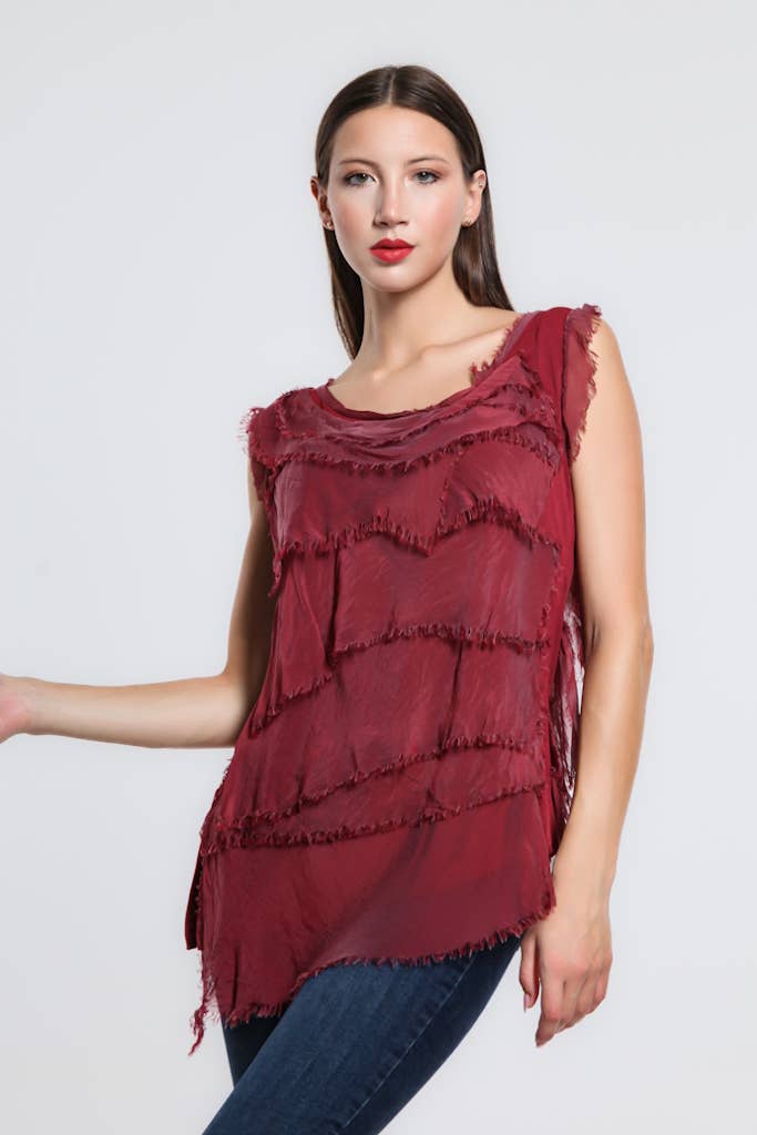 TINA Stephens Italy/Tees By Tina - Wholesale Blouse - Women's - Arianna Silk Ruffle Top (BT205)33