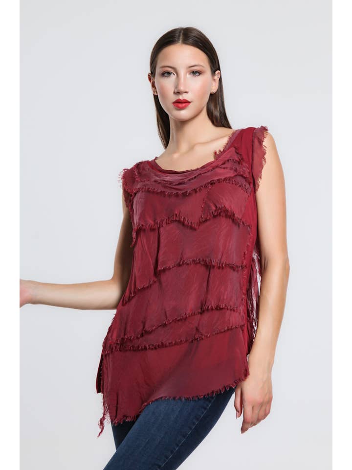 TINA Stephens Italy/Tees By Tina - Wholesale Blouse - Women's - Arianna Silk Ruffle Top (BT205)33